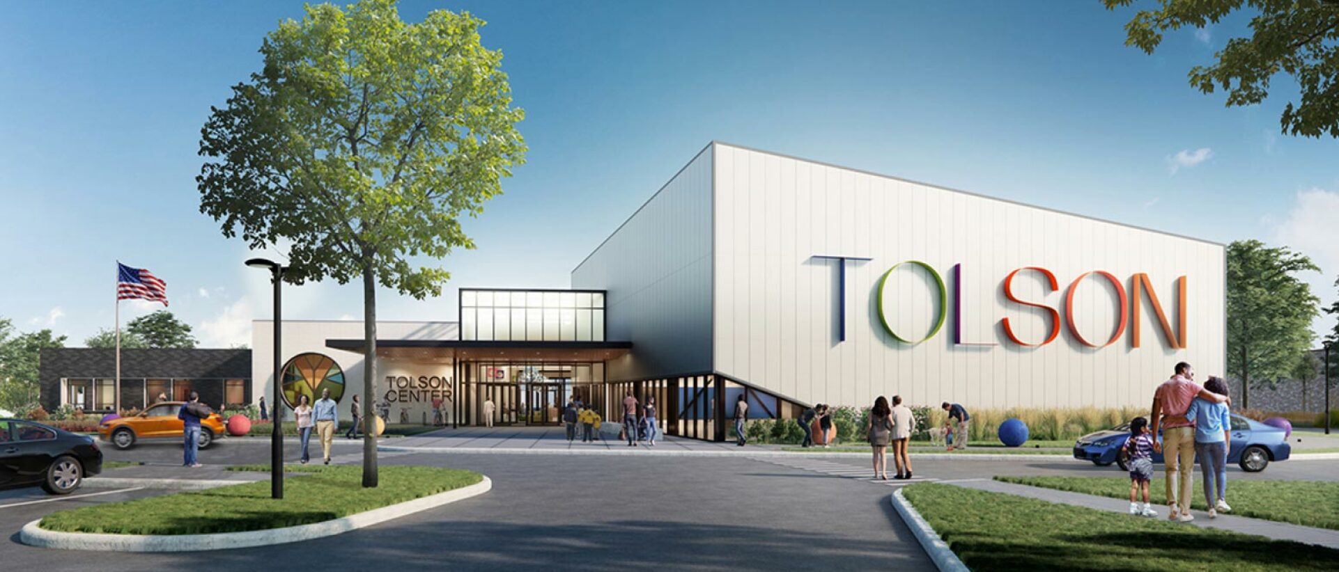 Exterior daytime rendering of the Tolson Center for Community Excellence